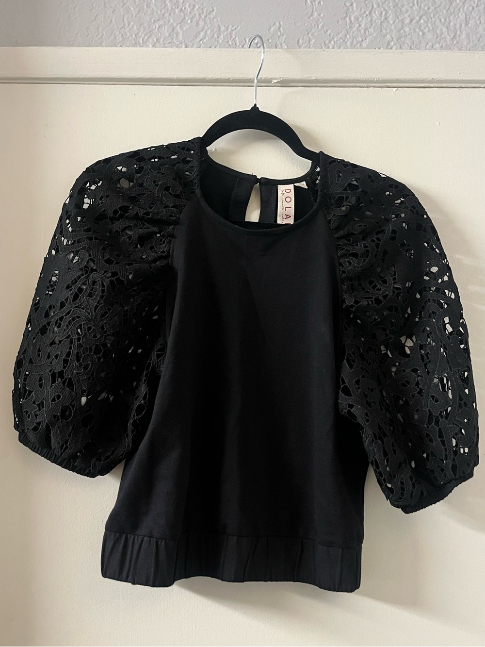 Dolan Left Coast Black Lace Sleeve Top Size XS